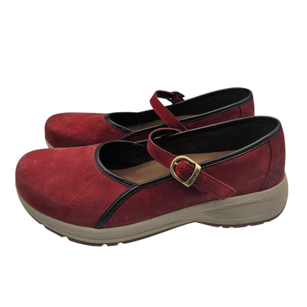 Dansko Steffi Dark Red Milled Nubuck Mary Jane Comfort Clog Shoes Sz 42 US 11